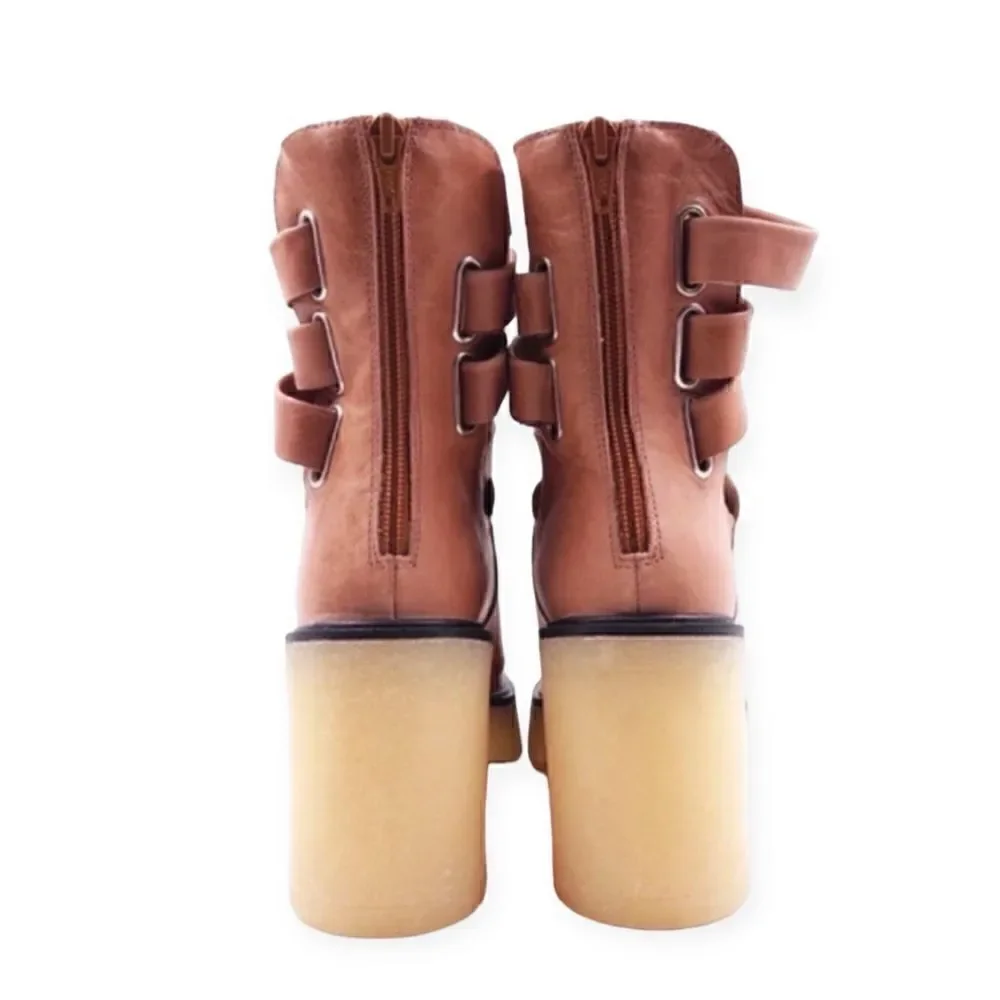 NEW Free People Jesse Cutout Platform Boot Womens Size 41 English Tan